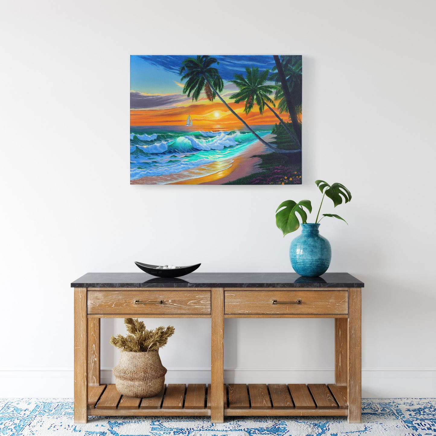 Beach Tropical Painting Art Print- "Emerald Seas" by Million Dollar J