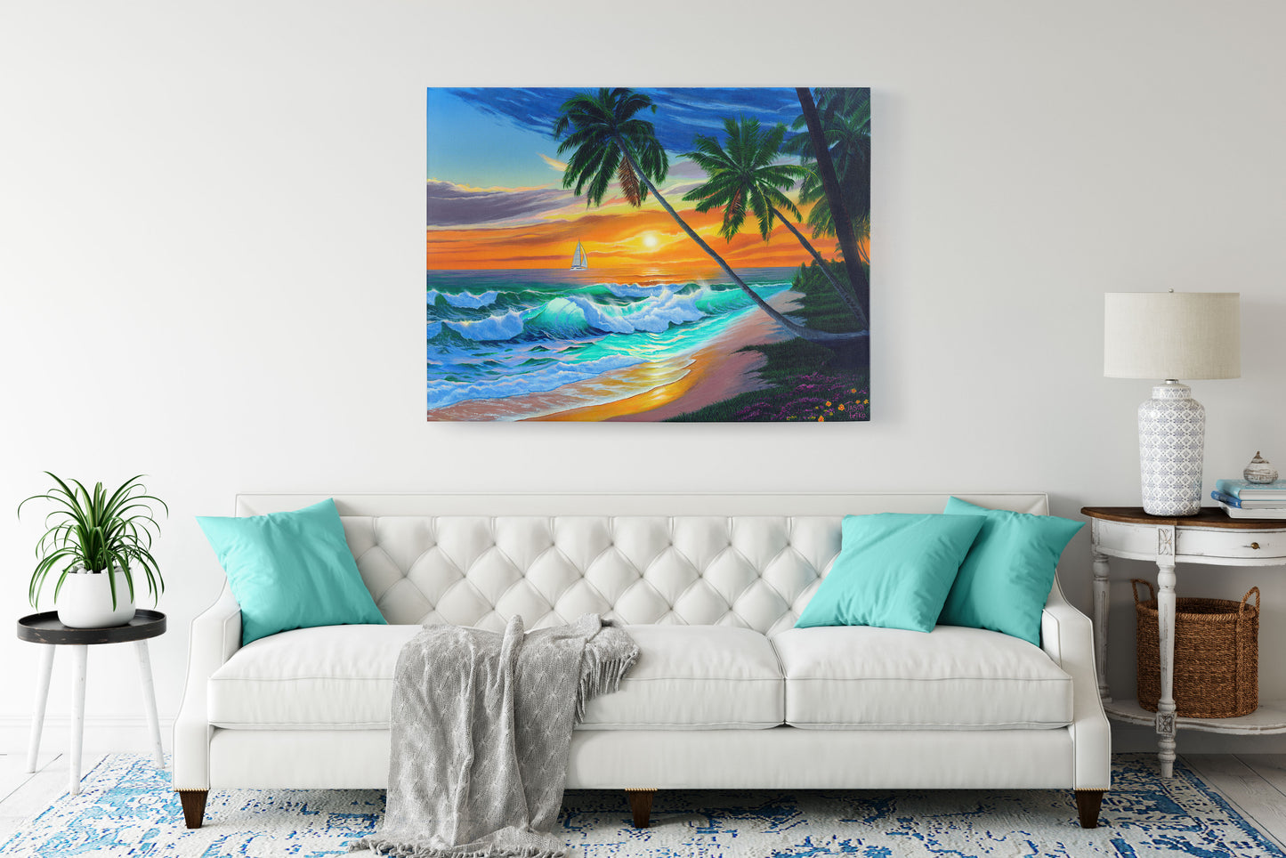 Beach Tropical Painting Art Print- "Emerald Seas" by Million Dollar J