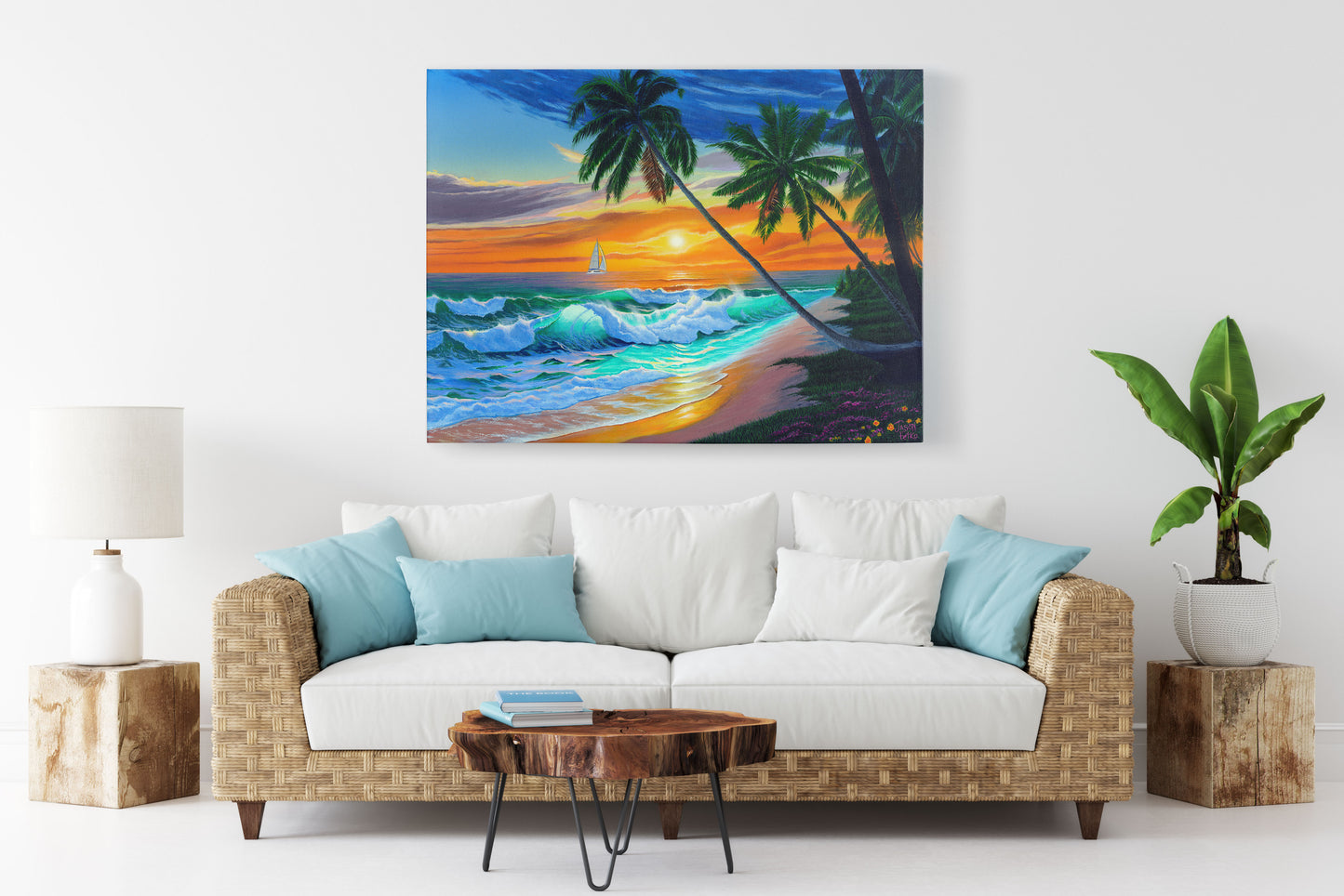 Beach Tropical Painting Art Print- "Emerald Seas" by Million Dollar J