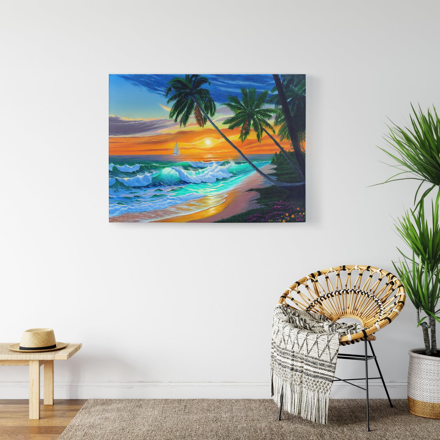 Beach Tropical Painting Art Print- "Emerald Seas" by Million Dollar J