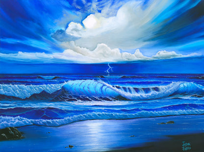 Beach Painting Ocean Art - "Blue Thunder" by Million Dollar J