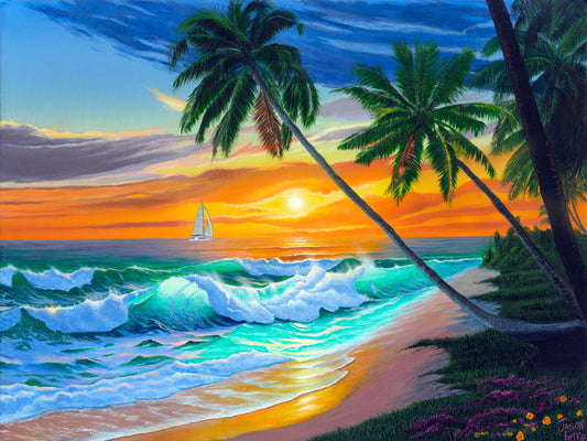 Beach Tropical Painting Art Print- "Emerald Seas" by Million Dollar J
