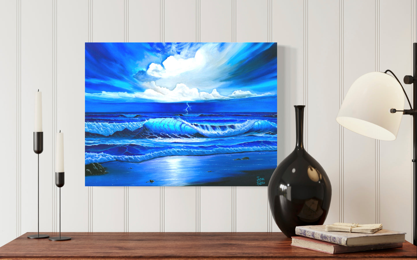 Beach Painting Ocean Art - "Blue Thunder" by Million Dollar J