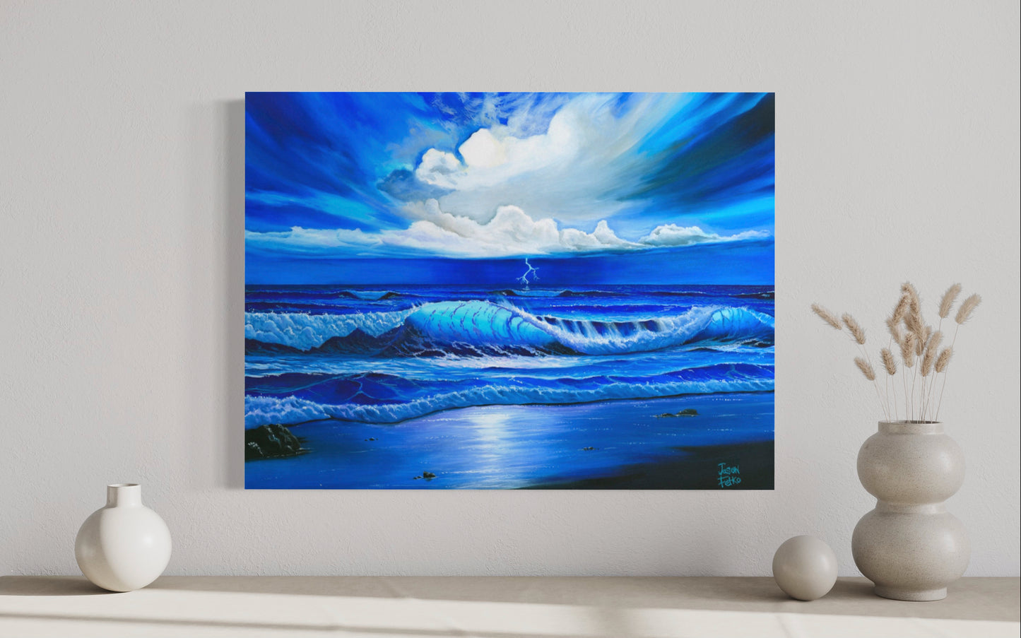 Beach Painting Ocean Art - "Blue Thunder" by Million Dollar J