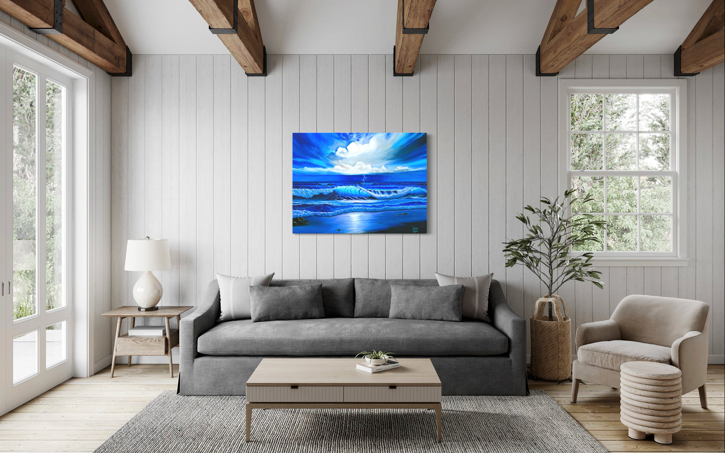 Beach Painting Ocean Art - "Blue Thunder" by Million Dollar J