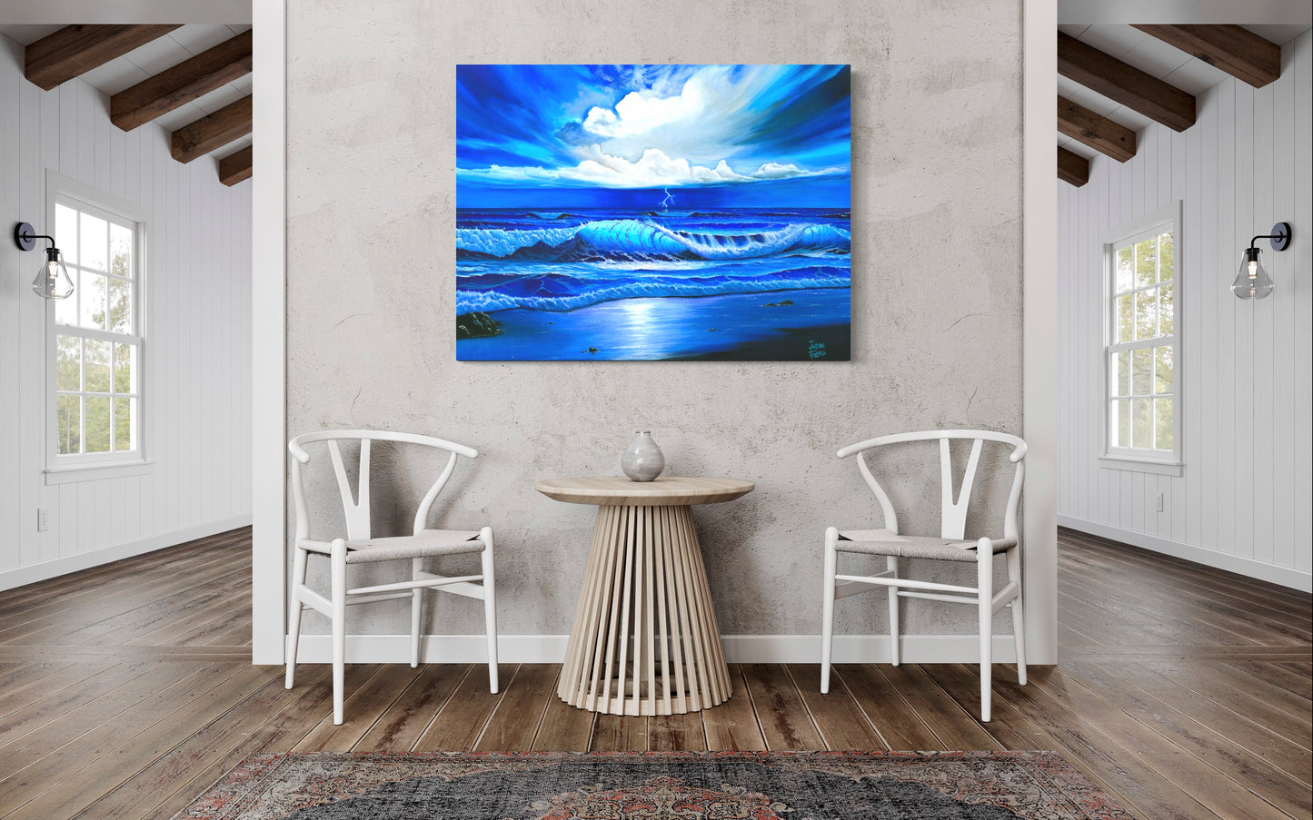 Beach Painting Ocean Art - "Blue Thunder" by Million Dollar J