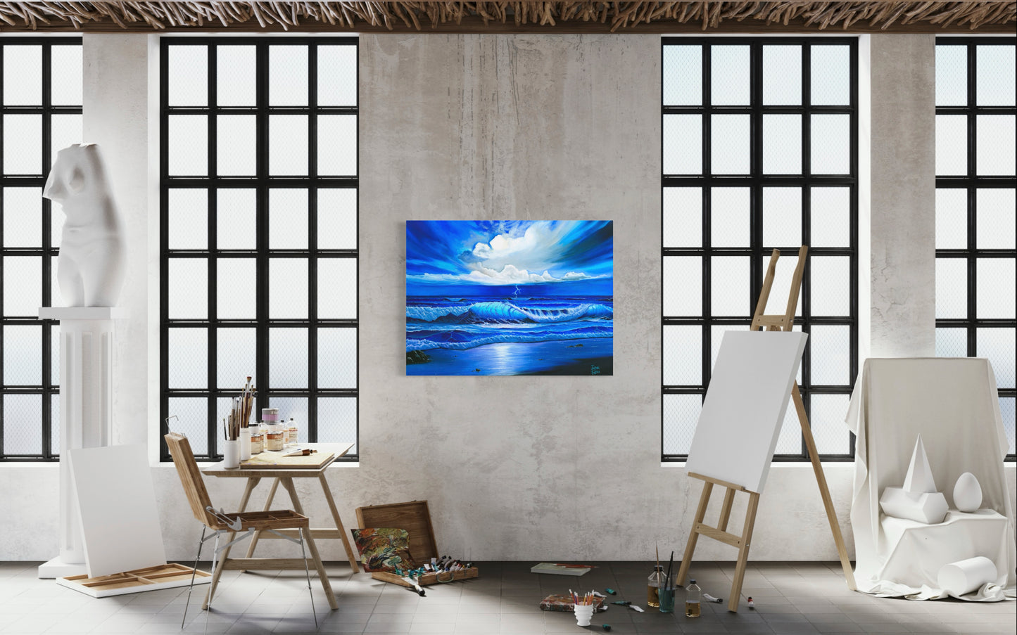 Beach Painting Ocean Art - "Blue Thunder" by Million Dollar J
