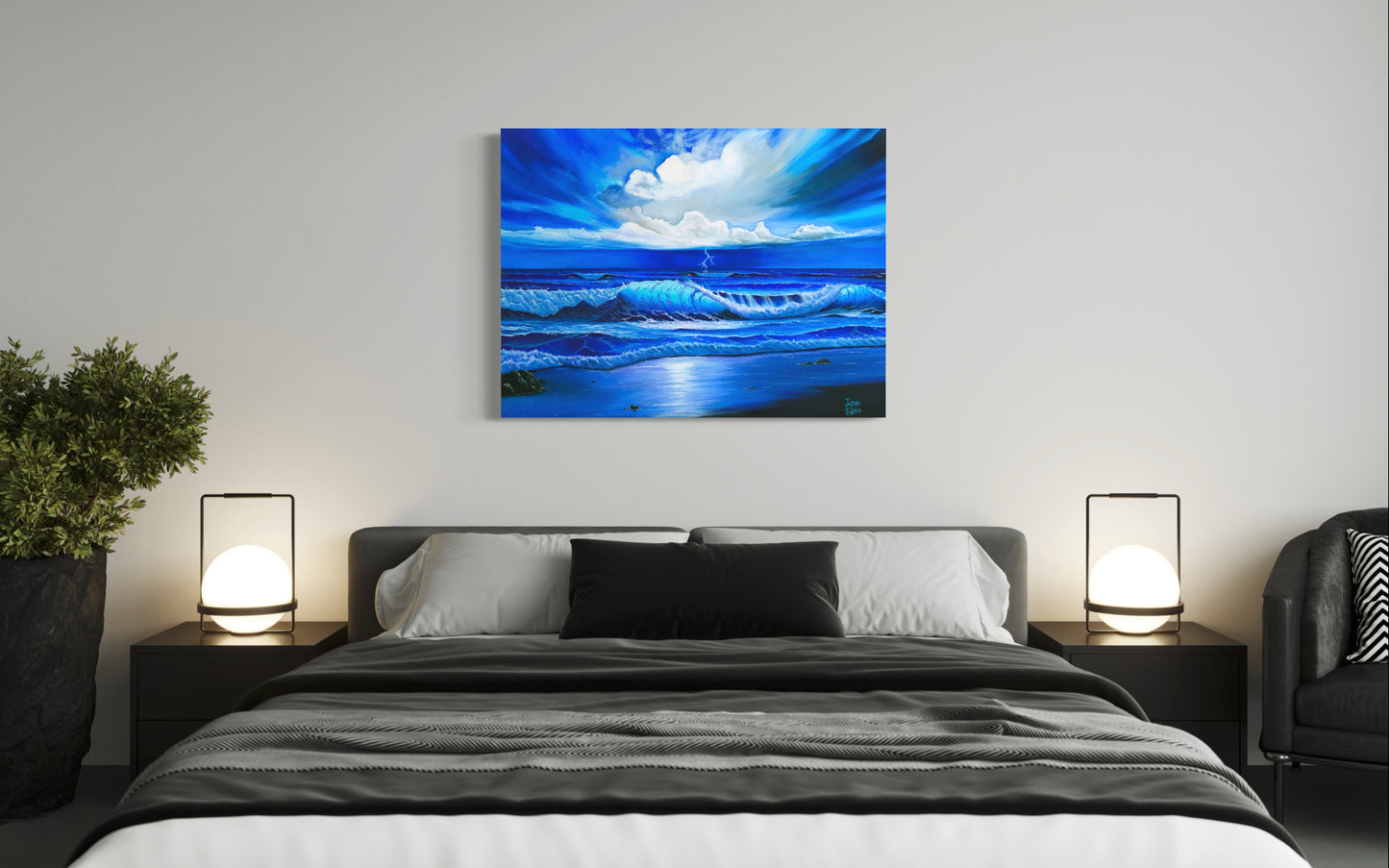 Beach Painting Ocean Art - "Blue Thunder" by Million Dollar J